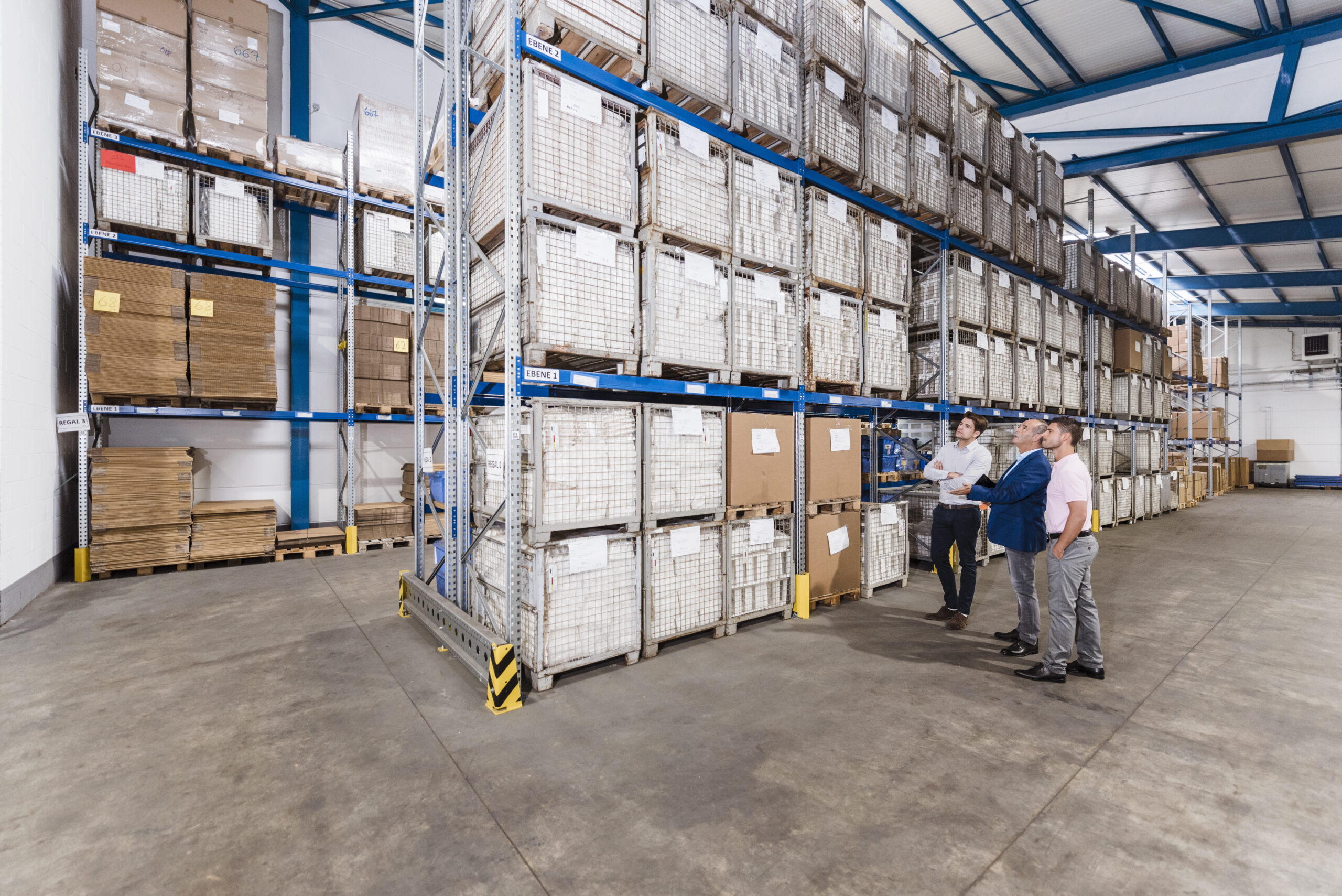 Business people meeting in company storehouse
